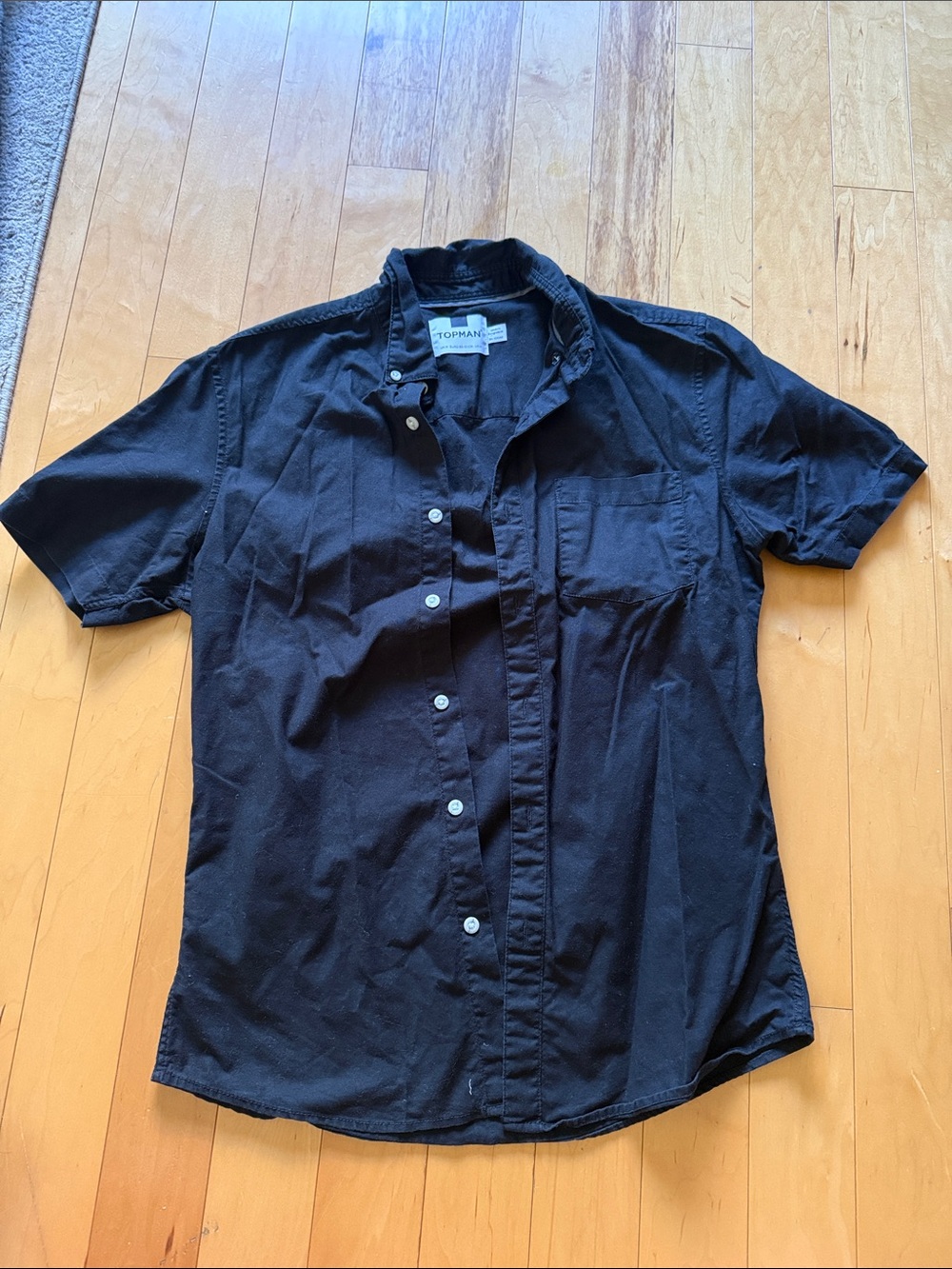 Topman men’s black short sleeve button down shirt